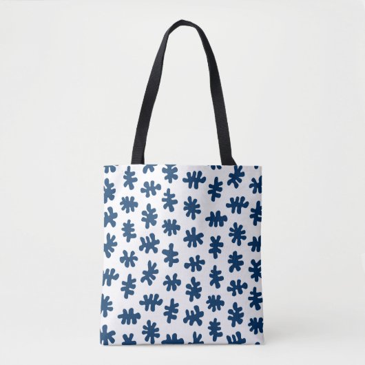 Tote Bag Formes morphiques 120322 - Bleu d'Indigo sur blanc (Devant)