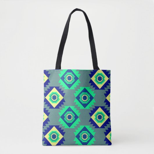 Tote Bag Formes tribales bleues (Devant)