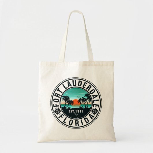 Tote Bag Fort Lauderdale Florida Beach Palm Souvenirs 60s (Devant)