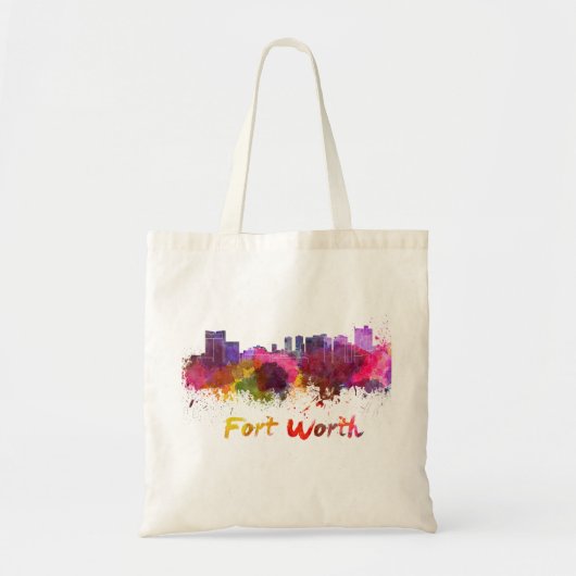 Tote Bag Fort Worth skyline in watercolor (Devant)