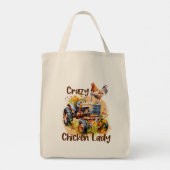 Tote Bag Fou Chicken Lady Fun Farmers Market (Dos)