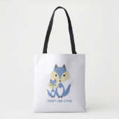 Tote Bag Fou comme un renard, Blue Fox Burlap (Devant)