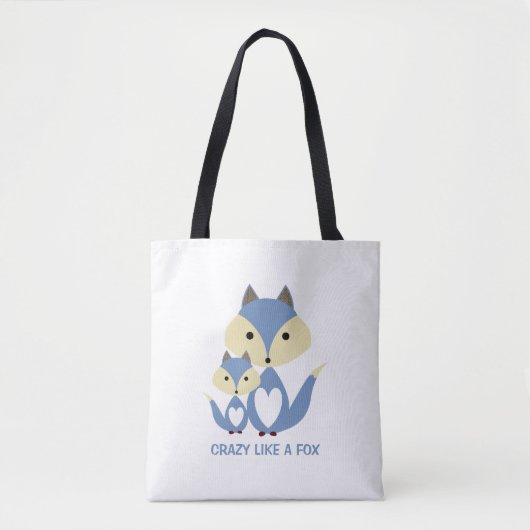 Tote Bag Fou comme un renard, Blue Fox Burlap (Devant)