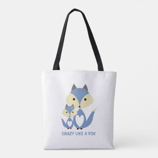 Tote Bag Fou comme un renard, Blue Fox Burlap (Dos)