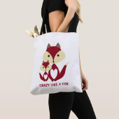Tote Bag Fou comme un renard, Red Fox Burlap (De près)
