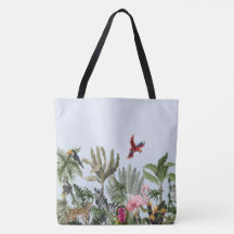 Foulard en soie carré faune de la jungle tropicale