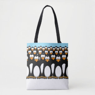 Tote Bag Foule des pingouins drôles de bande dessinée sur