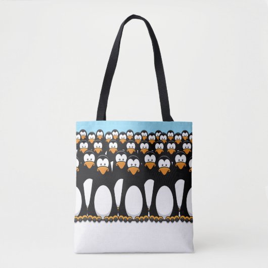 Tote Bag Foule des pingouins drôles de bande dessinée sur (Devant)