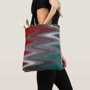 Tote Bag Foule gris sur la turquoise bordeaux