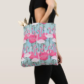 Tote Bag Foule rose et blanche des Flamants roses (De près)