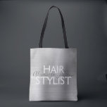 Tote Bag Fournitures de luxe Silver Foil Hair Styliste<br><div class="desc">Sac de beauté Silver Foil Hair Styliste pour ciseaux,  shampooing ou autres fournitures de salon. Le nom et la profession du contact commercial peuvent être changés pour être utilisés pour n'importe quel type d'entreprise. Veuillez contacter le concepteur pour obtenir d'autres articles correspondants.</div>