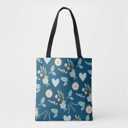 Tote Bag Fournitures de tricot Monogramme brodé (Devant)