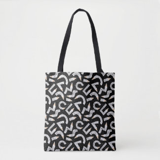 Tote Bag Fournitures scolaires au crayon noir esquisse