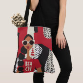Tote Bag Fourre-tout à épaule rouge, blanche et noire (De près)