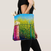 Tote Bag Fourre-tout à fleurs de clôture jaune (De près)