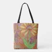 Tote Bag Fourre-tout à fleurs orange (Dos)