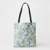 Tote Bag Fourre-tout à fleurs vertes (Devant)