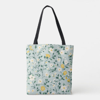 Tote Bag Fourre-tout à fleurs vertes