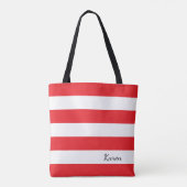 Tote Bag Fourre-tout à rayures blanches et rouges personnal (Dos)