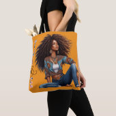 Tote Bag Fourre-tout autochtone afro (De près)