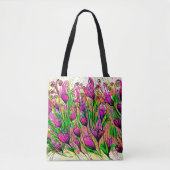 Tote Bag Fourre-tout aux fleurs roses (Devant)