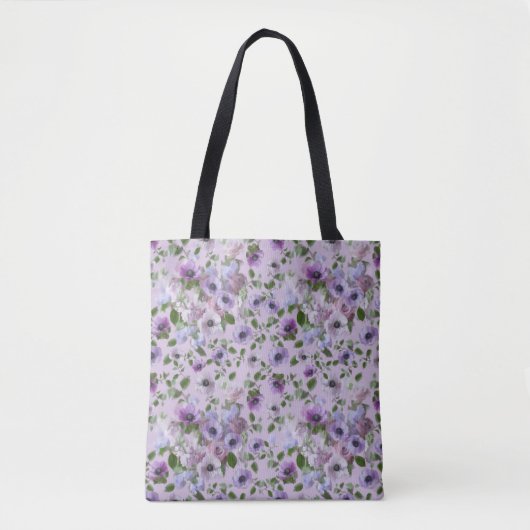 Tote Bag Fourre-tout aux fleurs violettes (Devant)