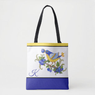 Tote Bag FOURRE-TOUT avec le JAUNE BLEU de MYRTILLES