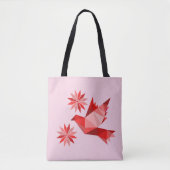 Tote Bag Fourre-tout avec l'oiseau créatif avec la fleur (Devant)