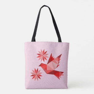 Tote Bag Fourre-tout avec l'oiseau créatif avec la fleur