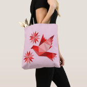 Tote Bag Fourre-tout avec l'oiseau créatif avec la fleur (De près)