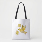 Tote Bag Fourre-tout avec l'oiseau créatif avec la fleur (Devant)