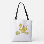 Tote Bag Fourre-tout avec l'oiseau créatif avec la fleur (Dos)