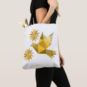 Tote Bag Fourre-tout avec l'oiseau créatif avec la fleur