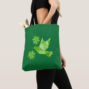 Tote Bag Fourre-tout avec l'oiseau créatif avec la fleur
