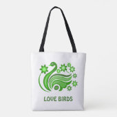 Tote Bag Fourre-tout avec l'oiseau créatif avec la fleur (Dos)