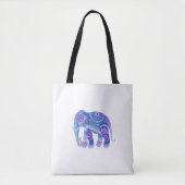 Tote Bag FOURRE-TOUT avec un éléphant bleu (Devant)