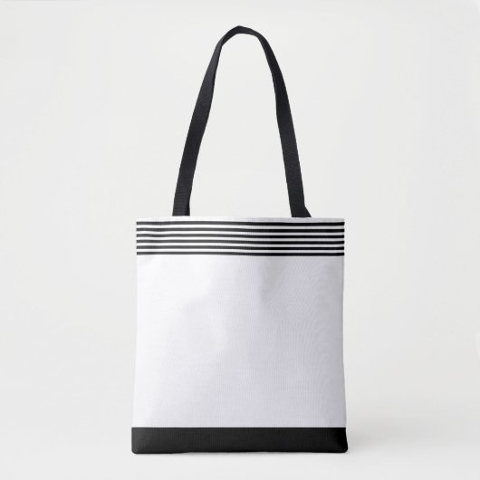 Tote Bag Fourre-tout blanche noire rayée (Devant)
