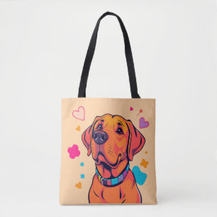 Tote Bag Fourre-tout colorée Labrador Dog Art