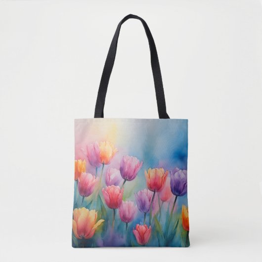 Tote Bag Fourre-tout des tulipes en fleurs lumineuses (Devant)