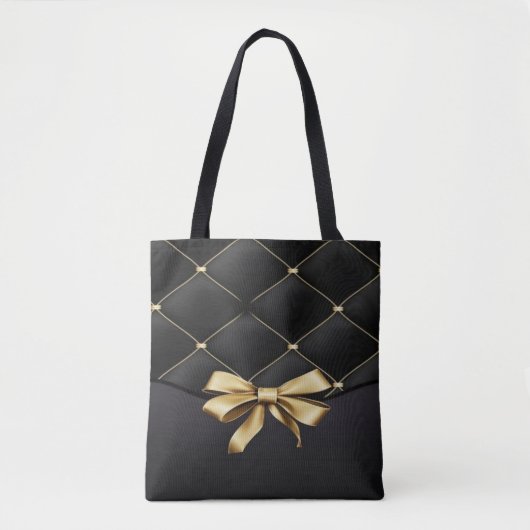 Tote Bag Fourre-tout Diamant Noir & Or (Devant)