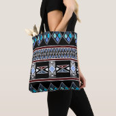 Tote Bag Fourre-tout d'impression bleu aztèque (De près)