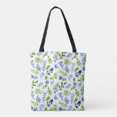 Tote Bag Fourre-tout d'impression florale bleue et verte (Dos)