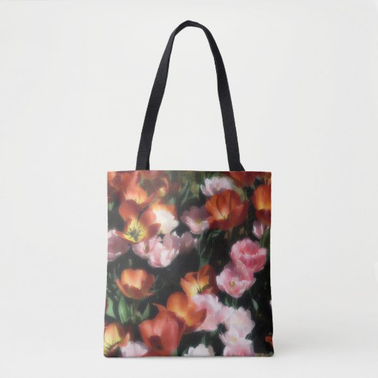 Tote Bag Fourre-tout, Écriture des fleurs de tulipes (Devant)
