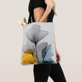 Tote Bag Fourre-tout en fleur linéaire (De près)