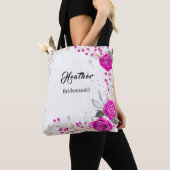 Tote Bag Fourre-tout, femme de chambre rose et blanc (De près)