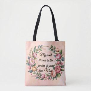 Tote Bag Fourre-tout florale personnalisée avec une citatio