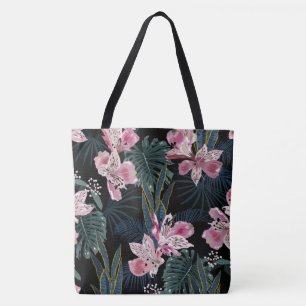 Tote Bag Fourre-tout florale rose hawaïenne tropicale