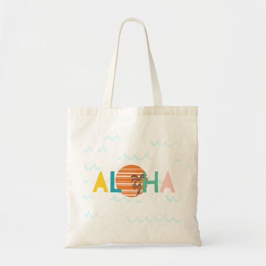 Tote Bag Fourre-tout graphique minimaliste "Aloha" Sunset & (Devant)