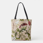 Tote Bag Fourre-tout - Motif orchidée en beige (Dos)