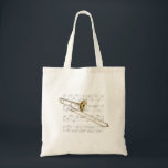 Tote Bag Fourre-tout - musique de trombone (tenor) et de<br><div class="desc">Fourre-tout avec la musique de feuille et le trombone (tenor). Grand cadeau pour des musiciens et des mélomanes.</div>